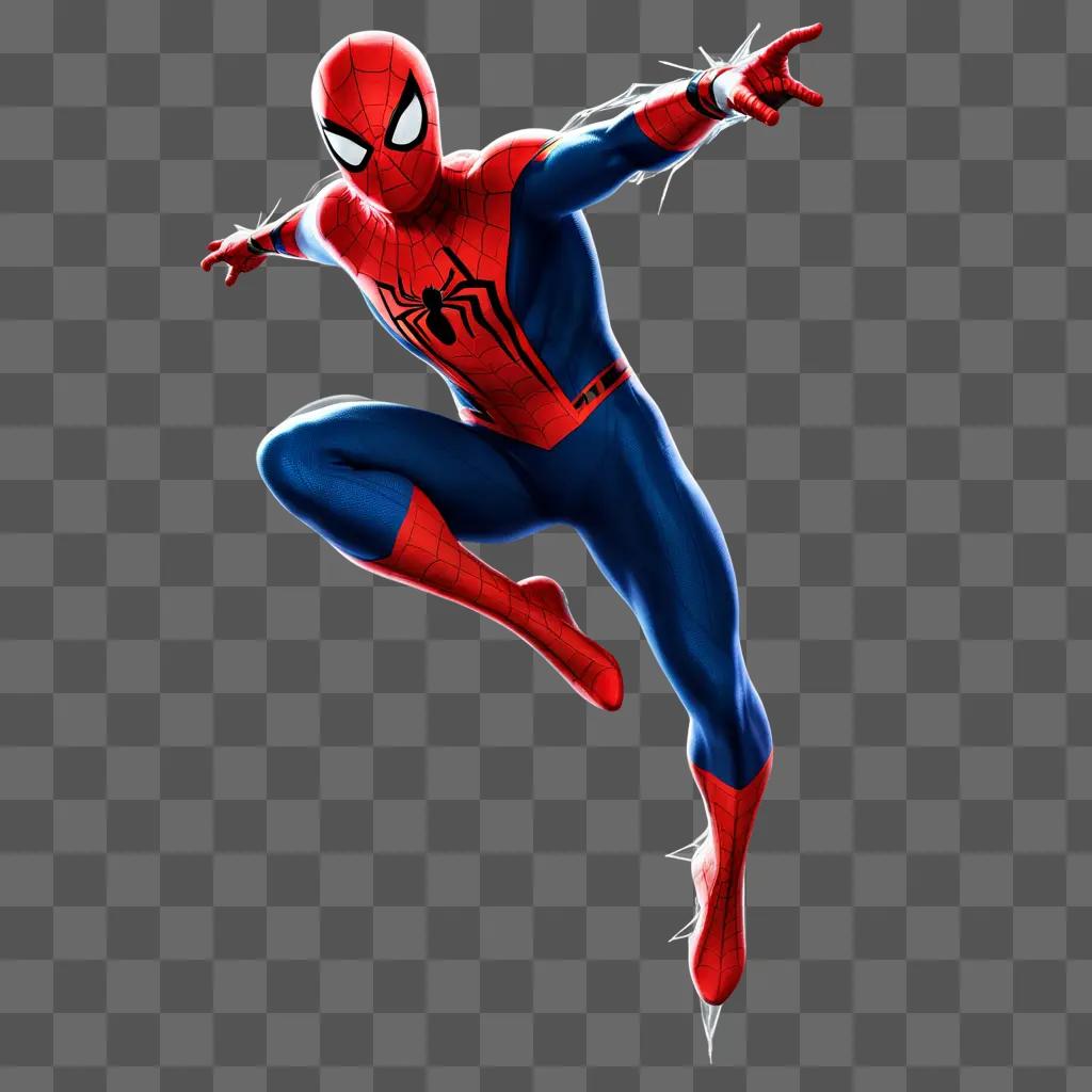 周囲が光る空中のスパイダーマン