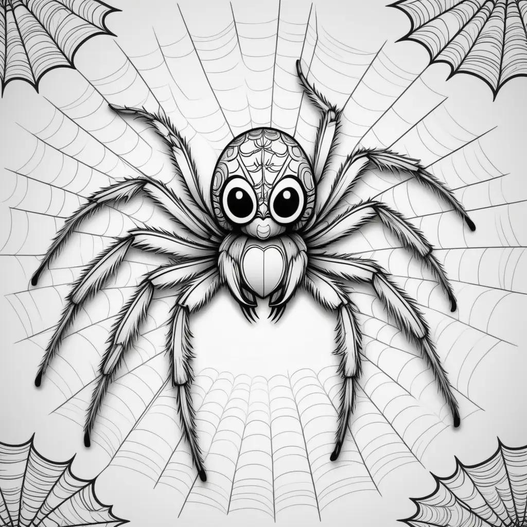 Spider coloring pages with black and white design