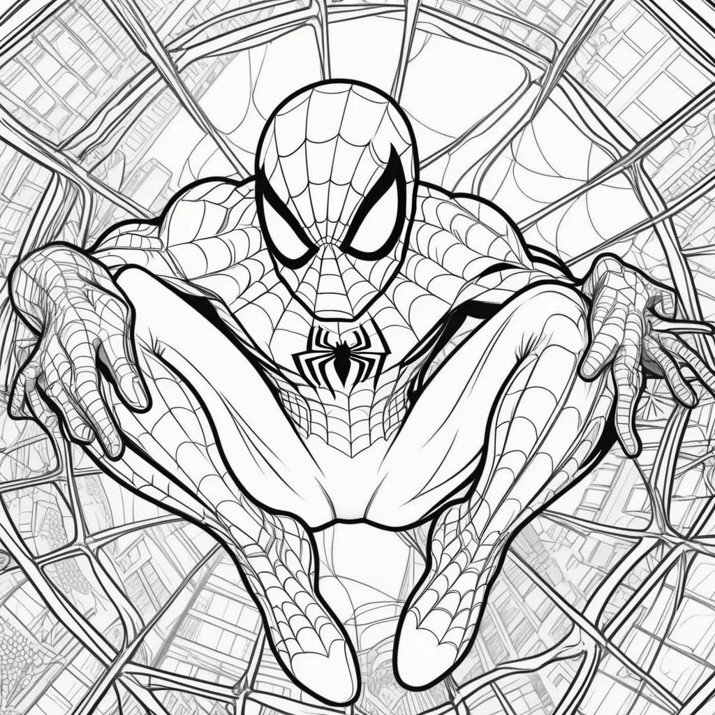 Spiderman Coloring Page with Spider Webs