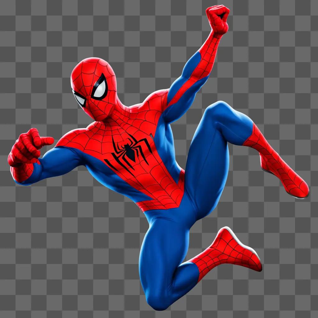 Spiderman character in motion on a red background