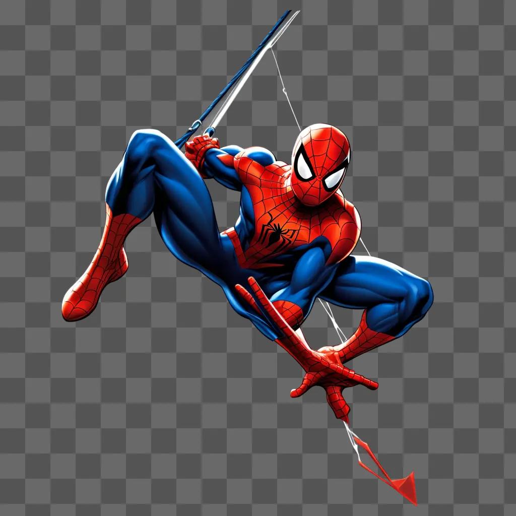 Spiderman clipart shows him with a sword