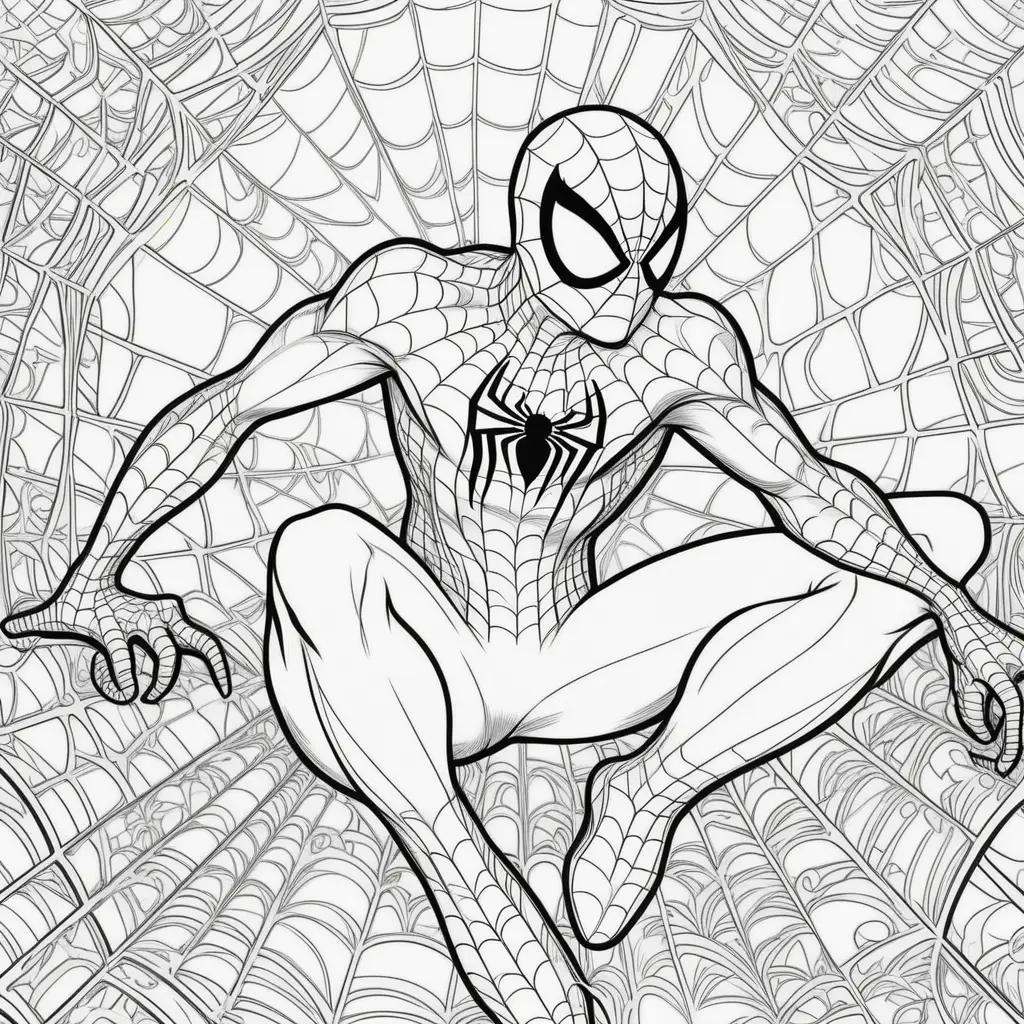 Spiderman coloring pages, black and white, web design