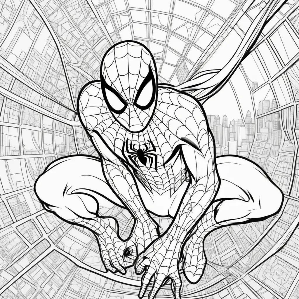 Spiderman coloring pages with city scene