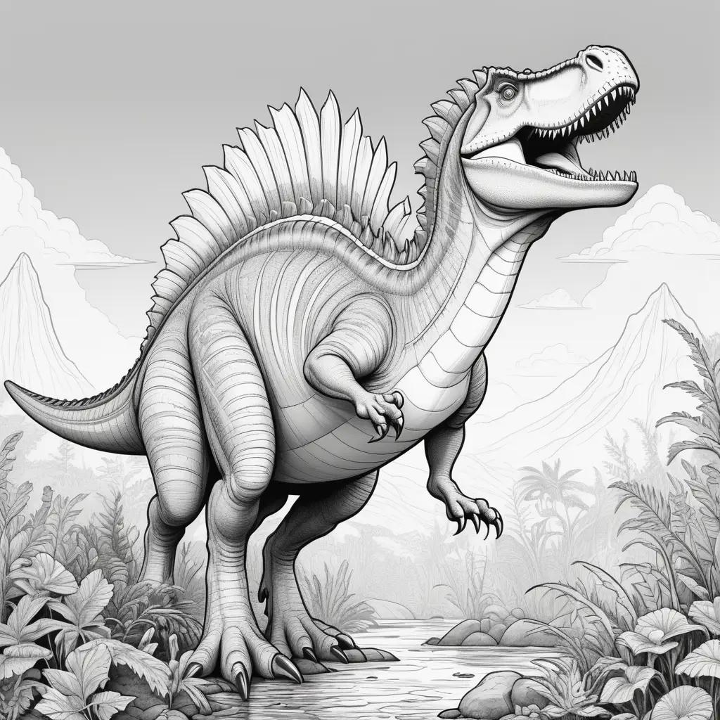 Spinosaurus coloring page in black and white