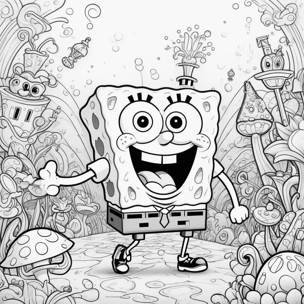 SpongeBob in black and white color page