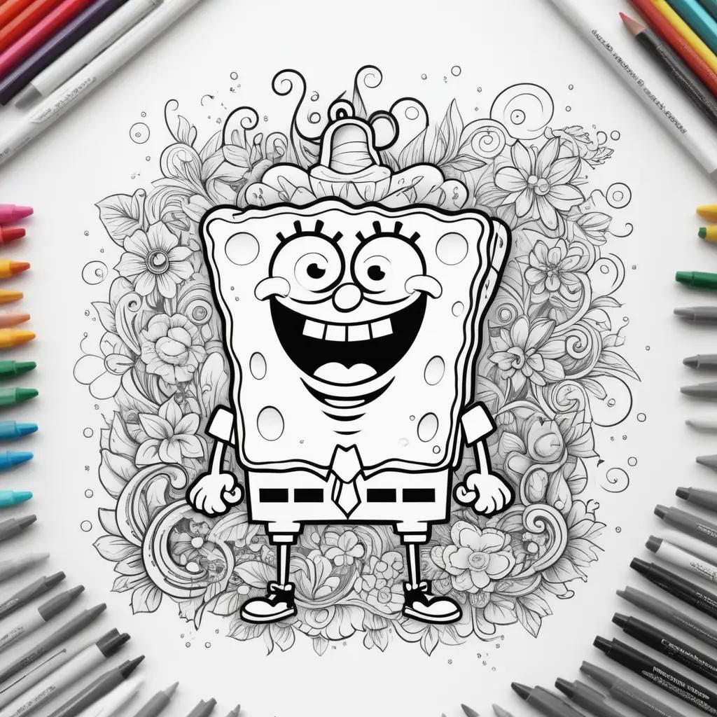 Spongebob Coloring Page with a variety of colors