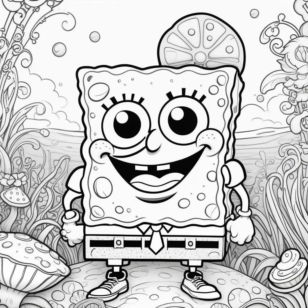 Spongebob coloring pages with a cartoon character