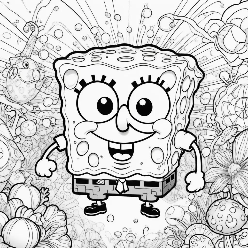 Spongebob coloring pages with a lot of bubbles