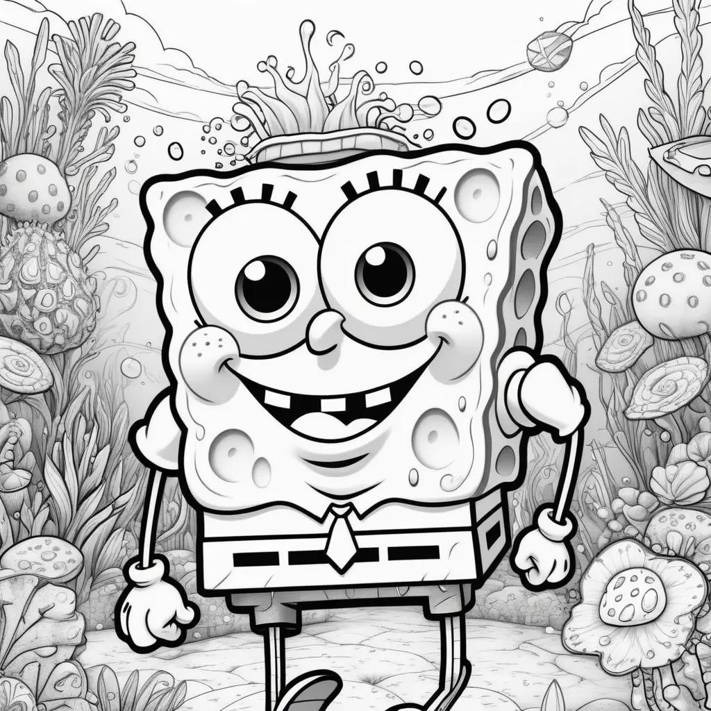 Spongebob coloring pages with a smiling face