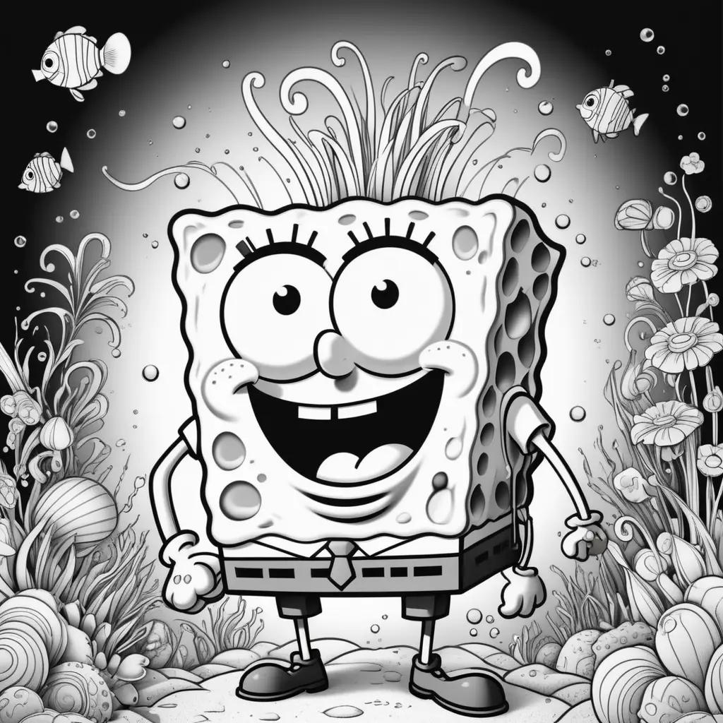 Spongebob coloring pages with black and white color