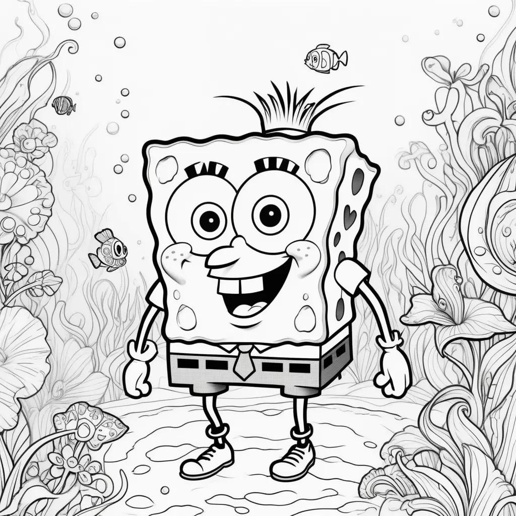 Spongebob coloring pages with black and white design