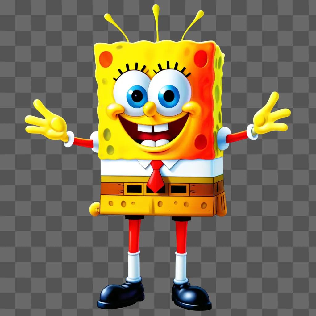 Spongebob stands with his arms out in the air