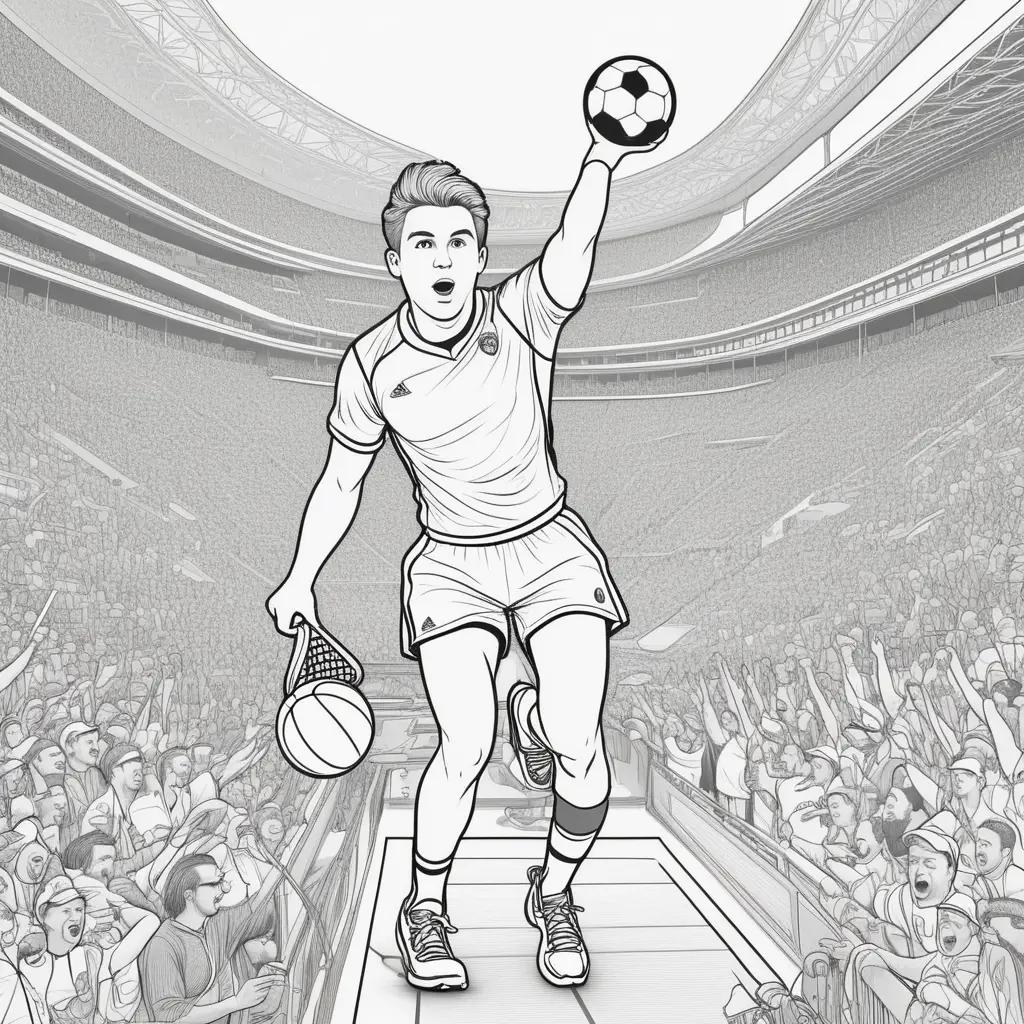 Sports coloring pages with soccer ball and player