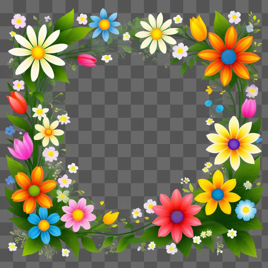 Spring Flower Clipart: A colorful flower frame