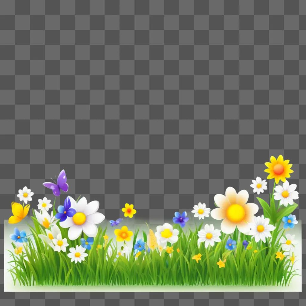 Spring clipart: colorful flowers and butterflies