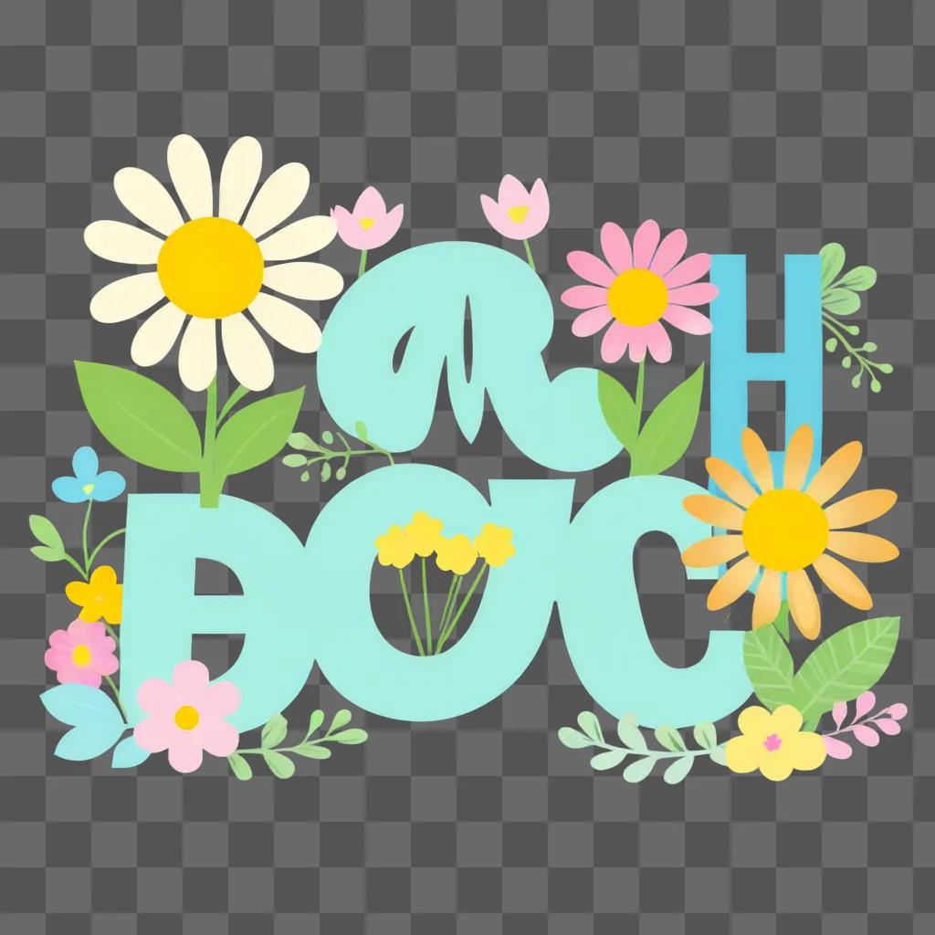 Spring flowers in colorful clipart background