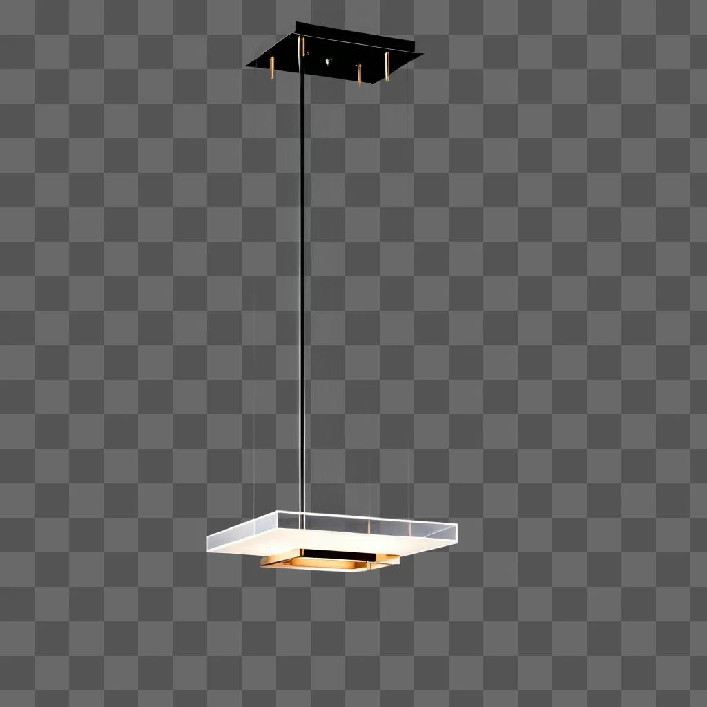 Square light fixture with lights turned on