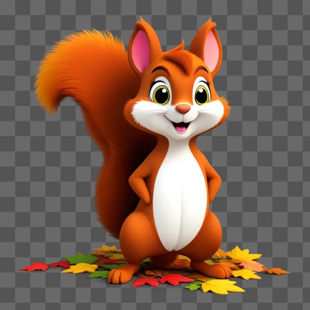 Squirrel cartoon with pink cheeks and big smile