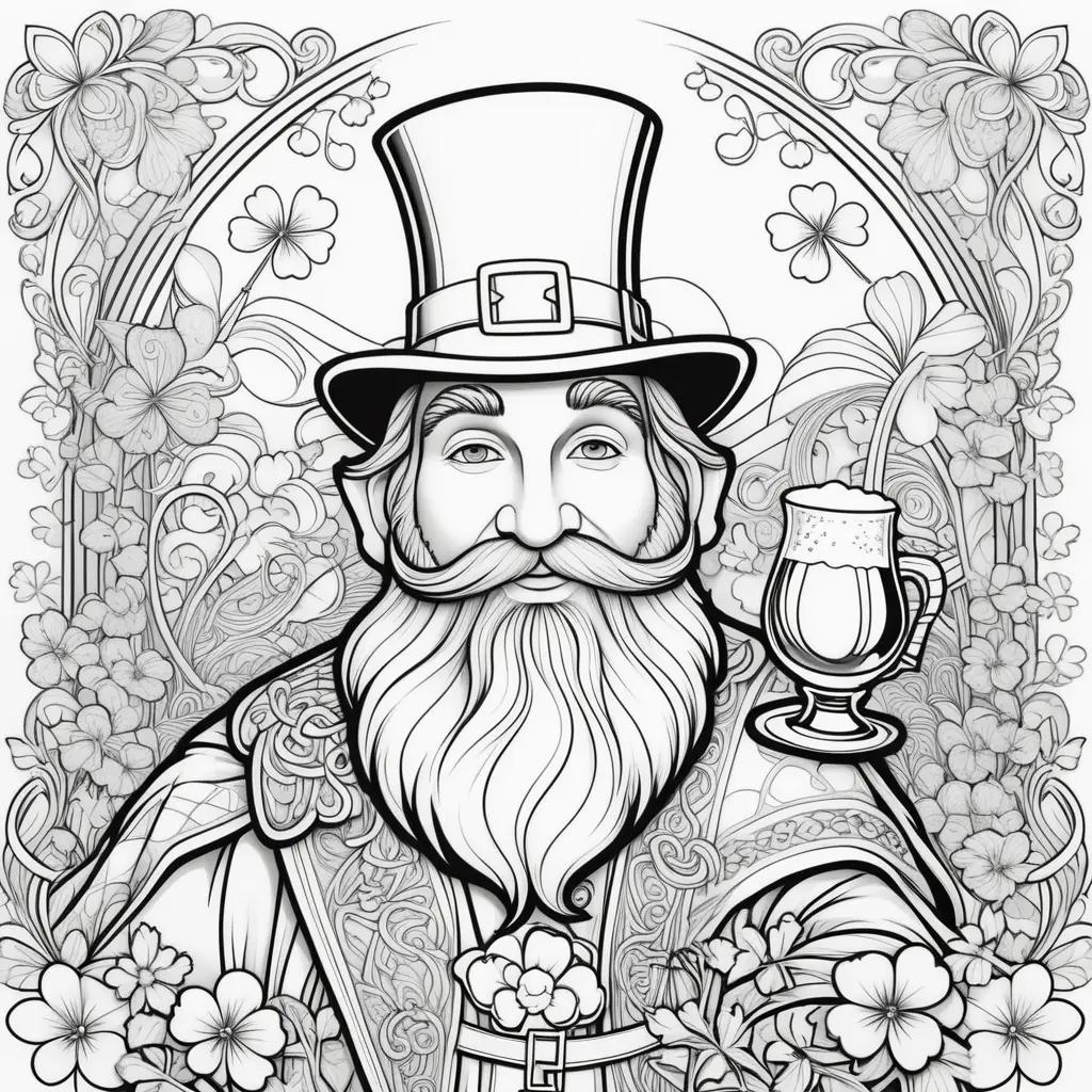 St. Patricks Day Coloring Pages with a Bearded Man and a Beer Glass