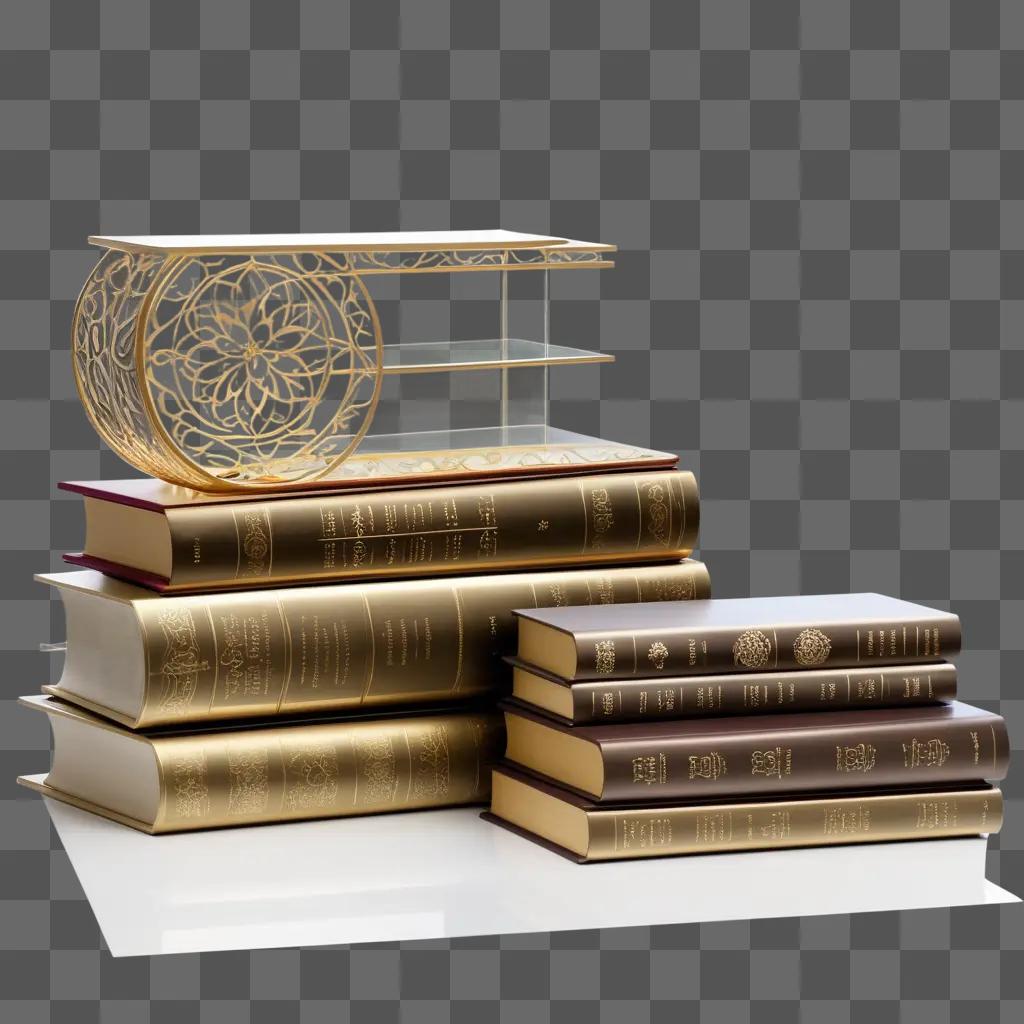 Stack of books on white background with transparent effect