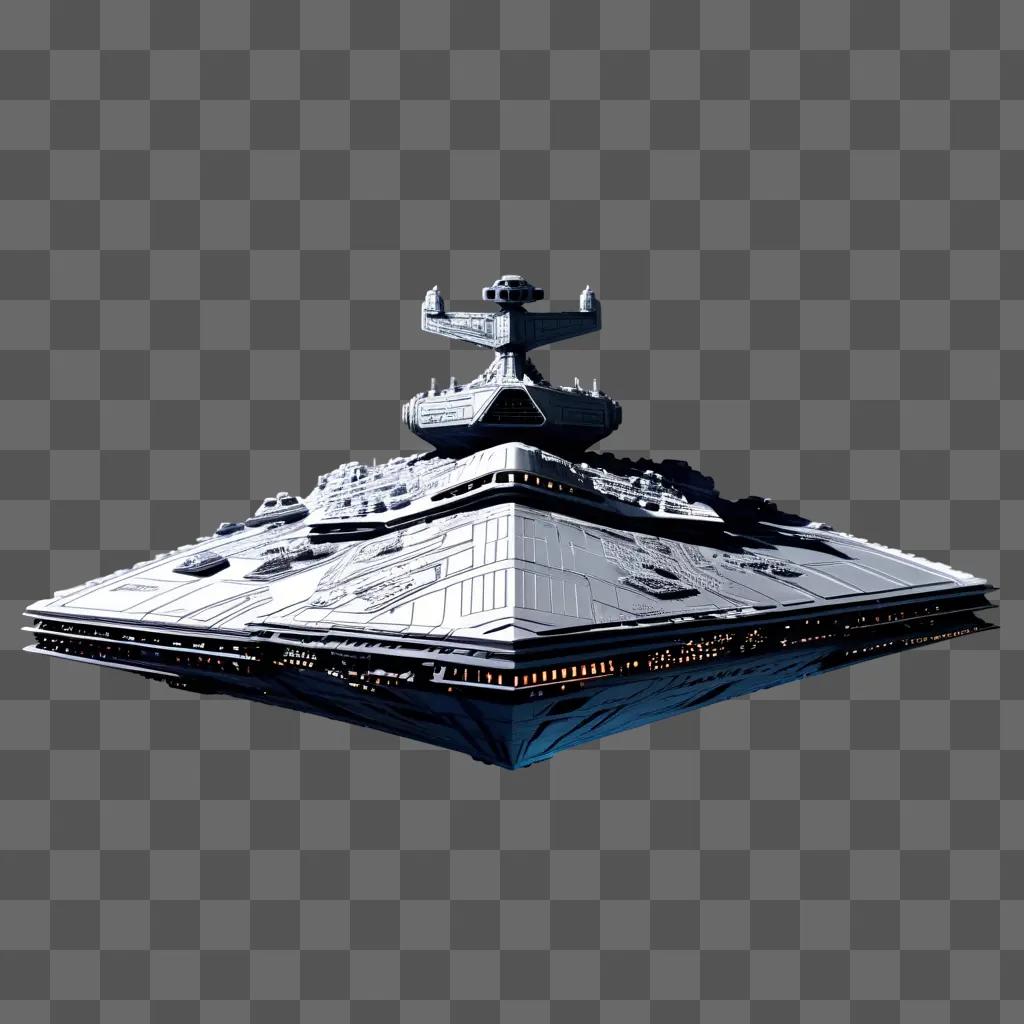 Star Destroyer ship design on a grey background