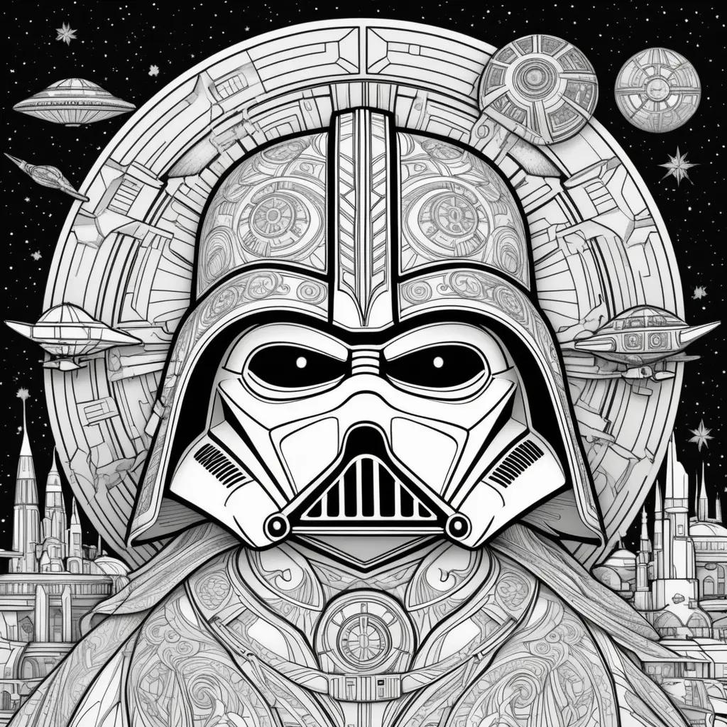 Star Wars coloring page with black and white coloring