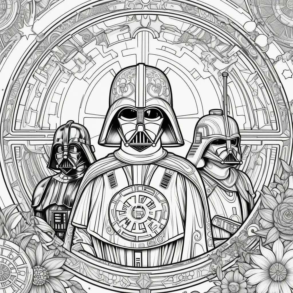 Star Wars coloring pages with a round frame