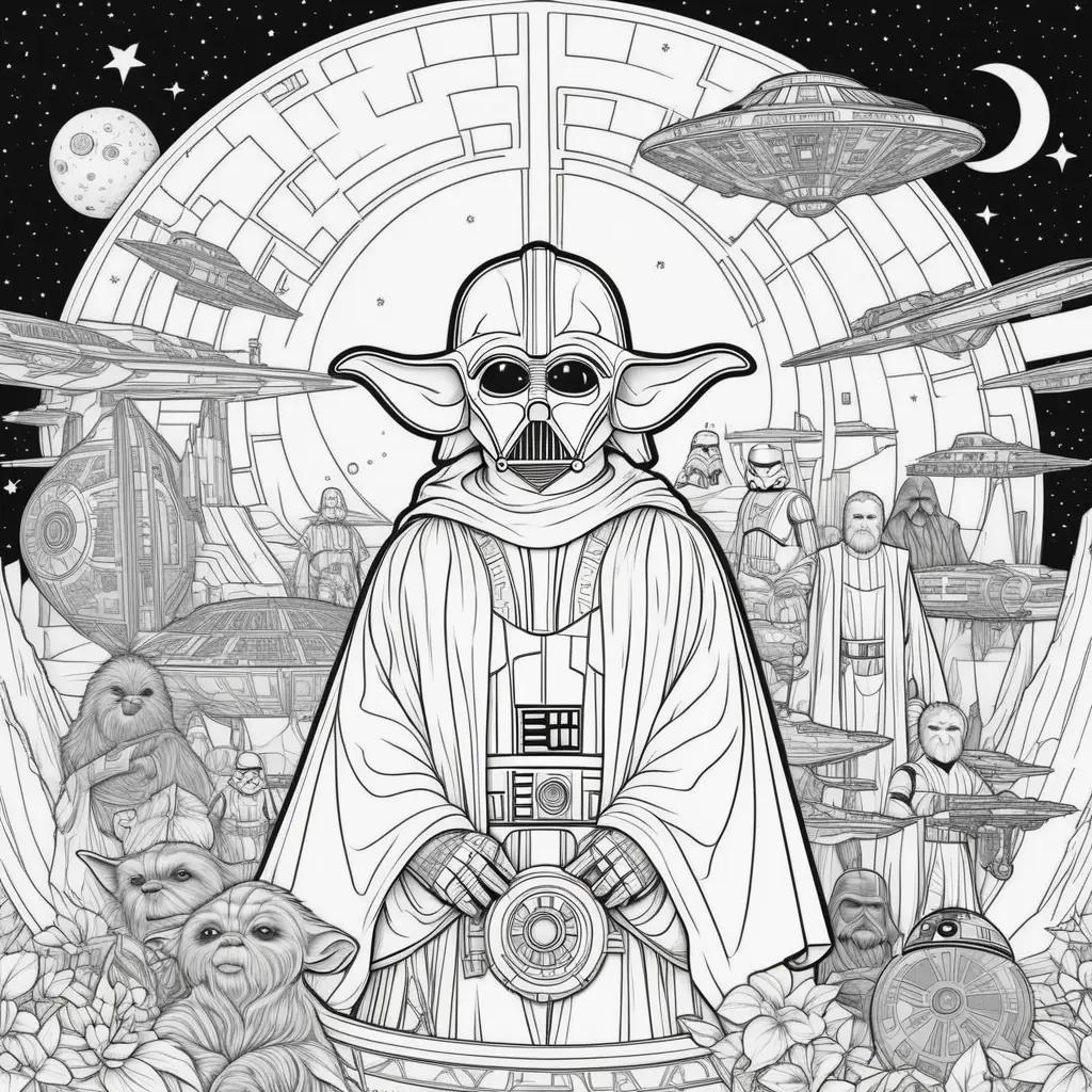 Star Wars coloring pages with aliens and spaceships