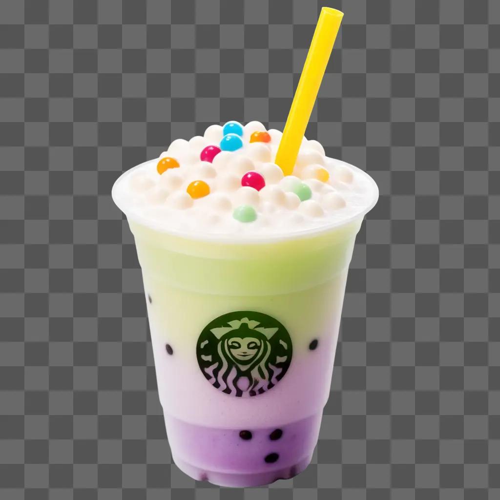 Starbucks boba drink with colorful toppings