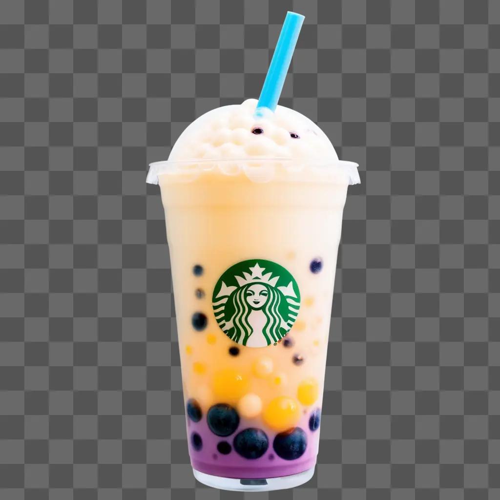 Starbucks bubble tea with blueberries and cream