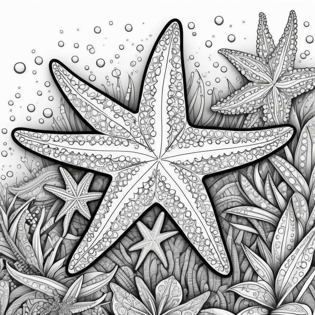 Starfish Coloring Page With Bubble Guppies and Seaweed