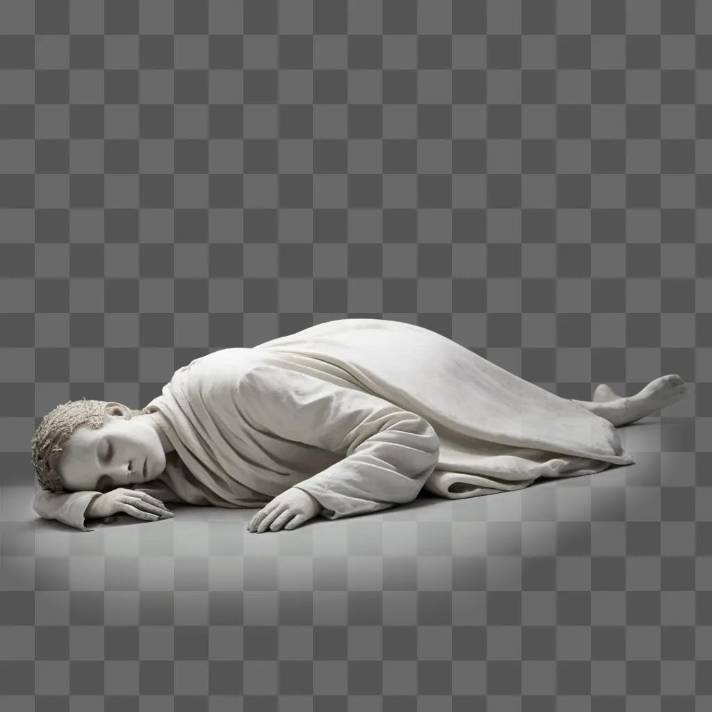 Statue of a dead body lying on the ground