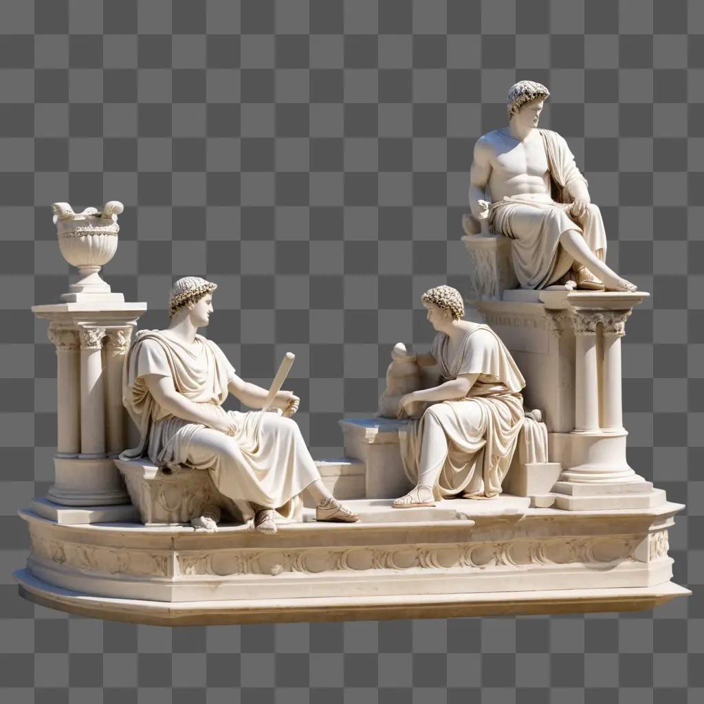 Statues of roman men in a white wall