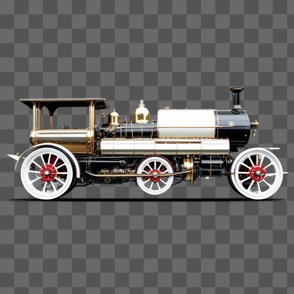 Steam engine car on a grey background