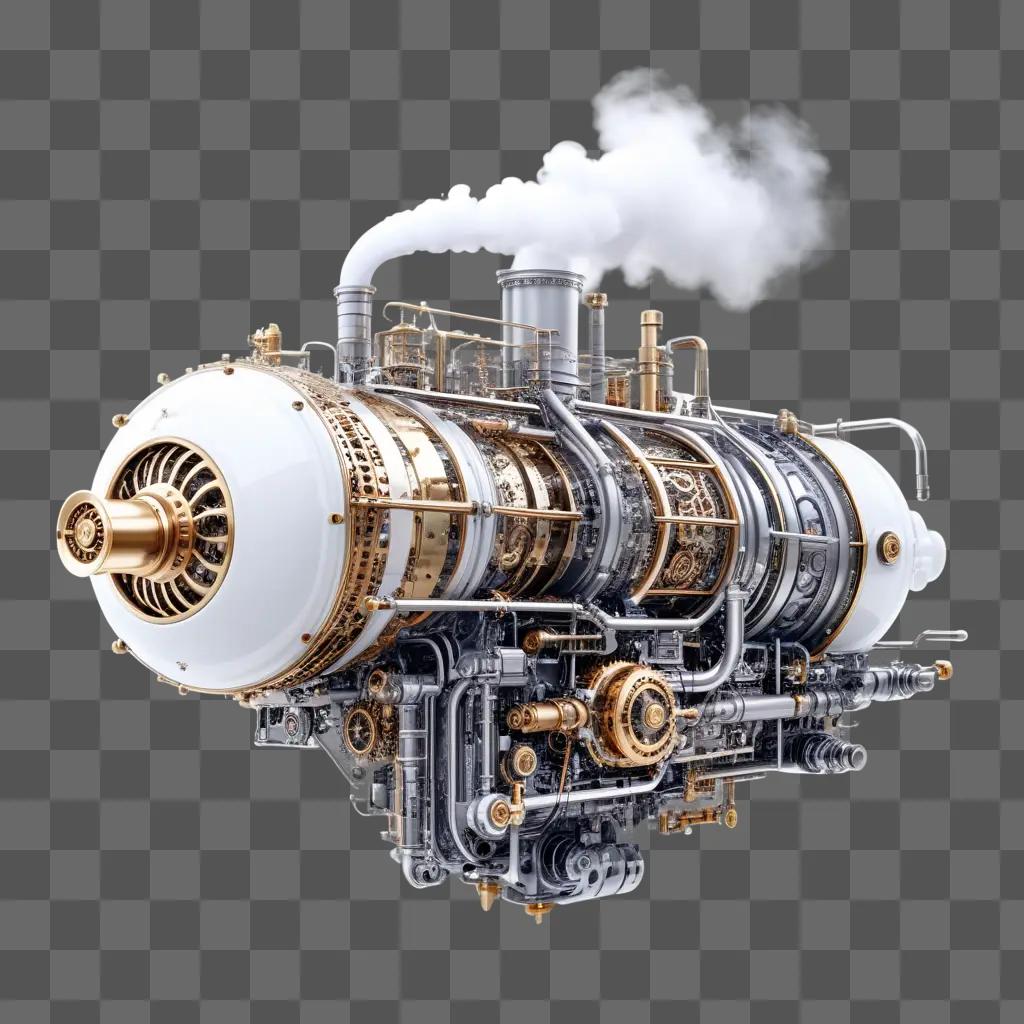 Steam-powered machine on a gray background