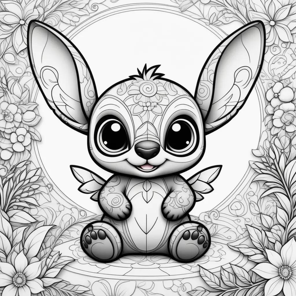 Stitch coloring page featuring a cute animal with intricate details