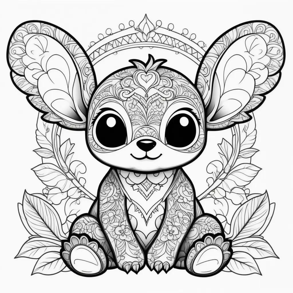 Stitch coloring page with a cute animal design