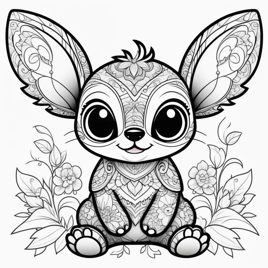 Stitch coloring pages of a cute rabbit with intricate designs