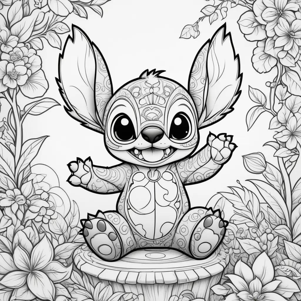 Stitch coloring pages with a variety of colors