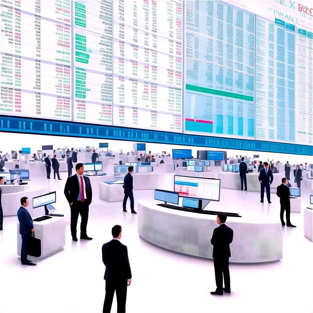 Stock market trading in a high-tech, futuristic setting