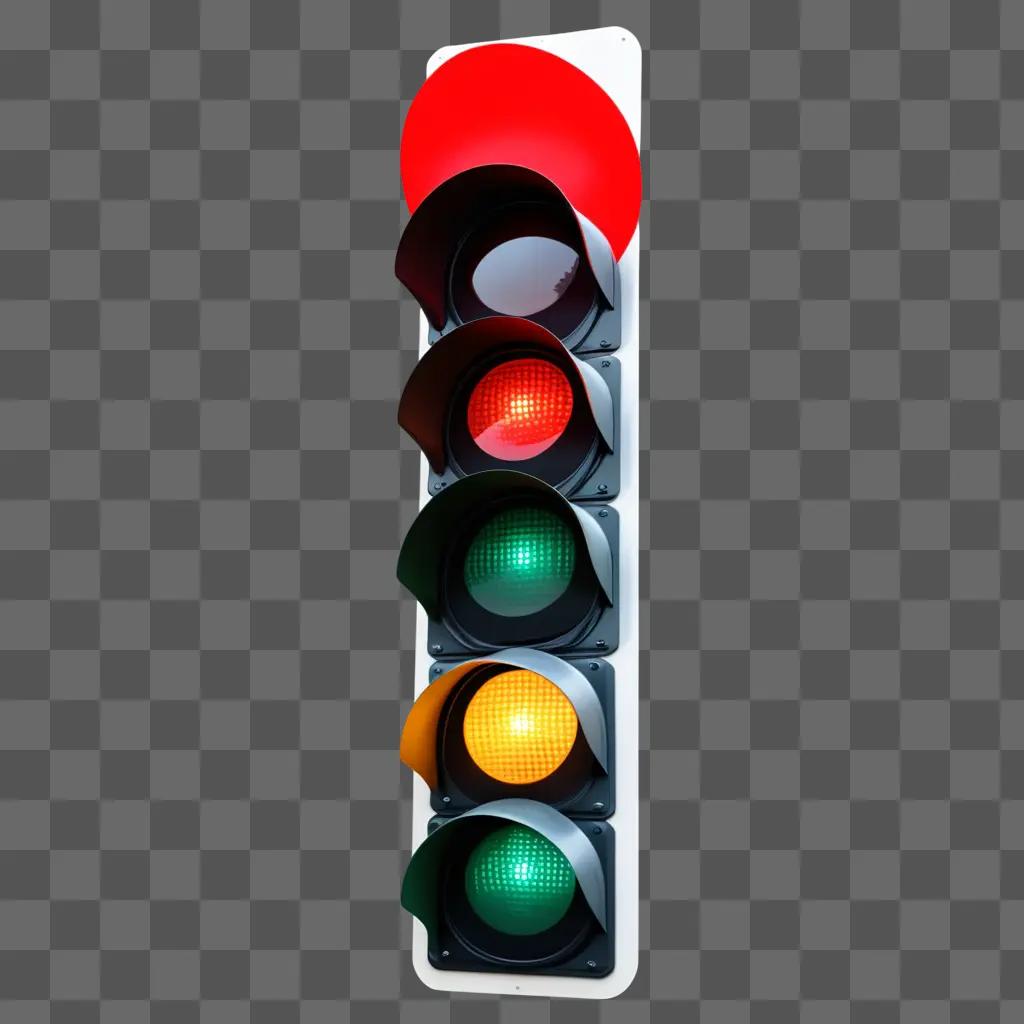 Stop signal clipart on a wall with a red light