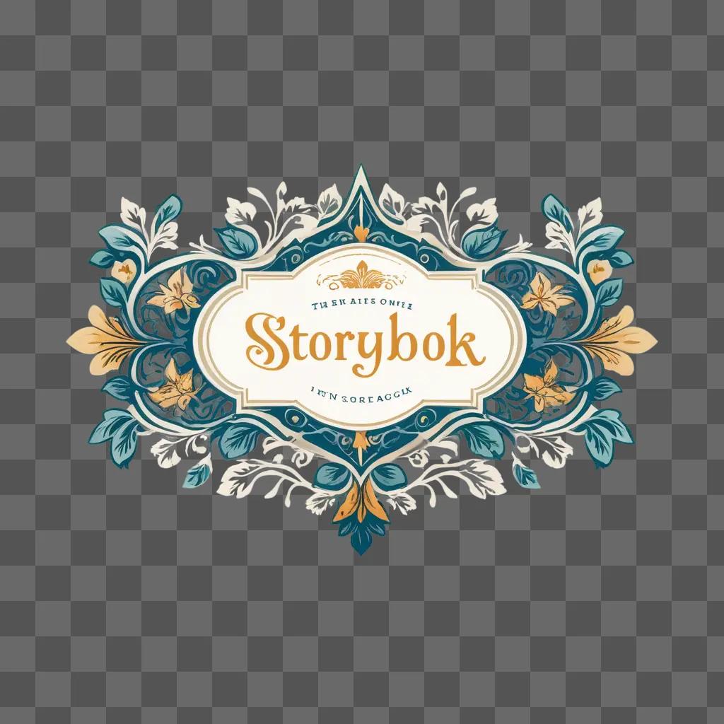 Storybook logo with gold and blue designs