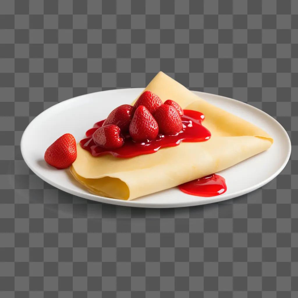 Strawberries on a plate with a crepe