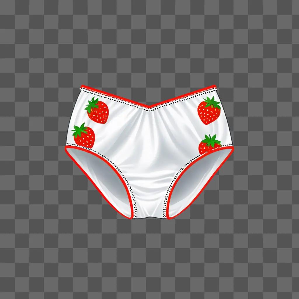 Strawberry lingerie with red trim on white underwear