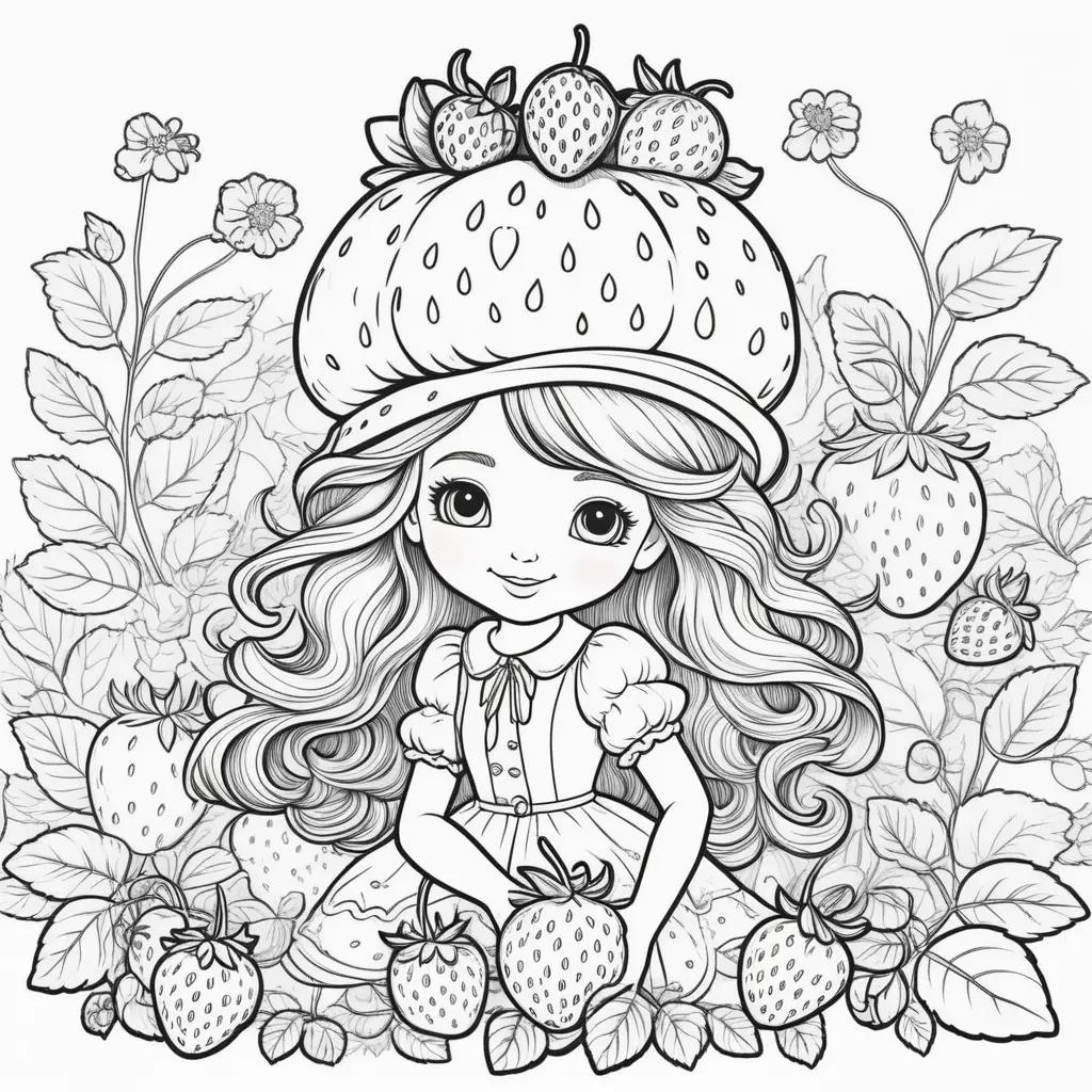 Strawberry shortcake coloring pages in black and white