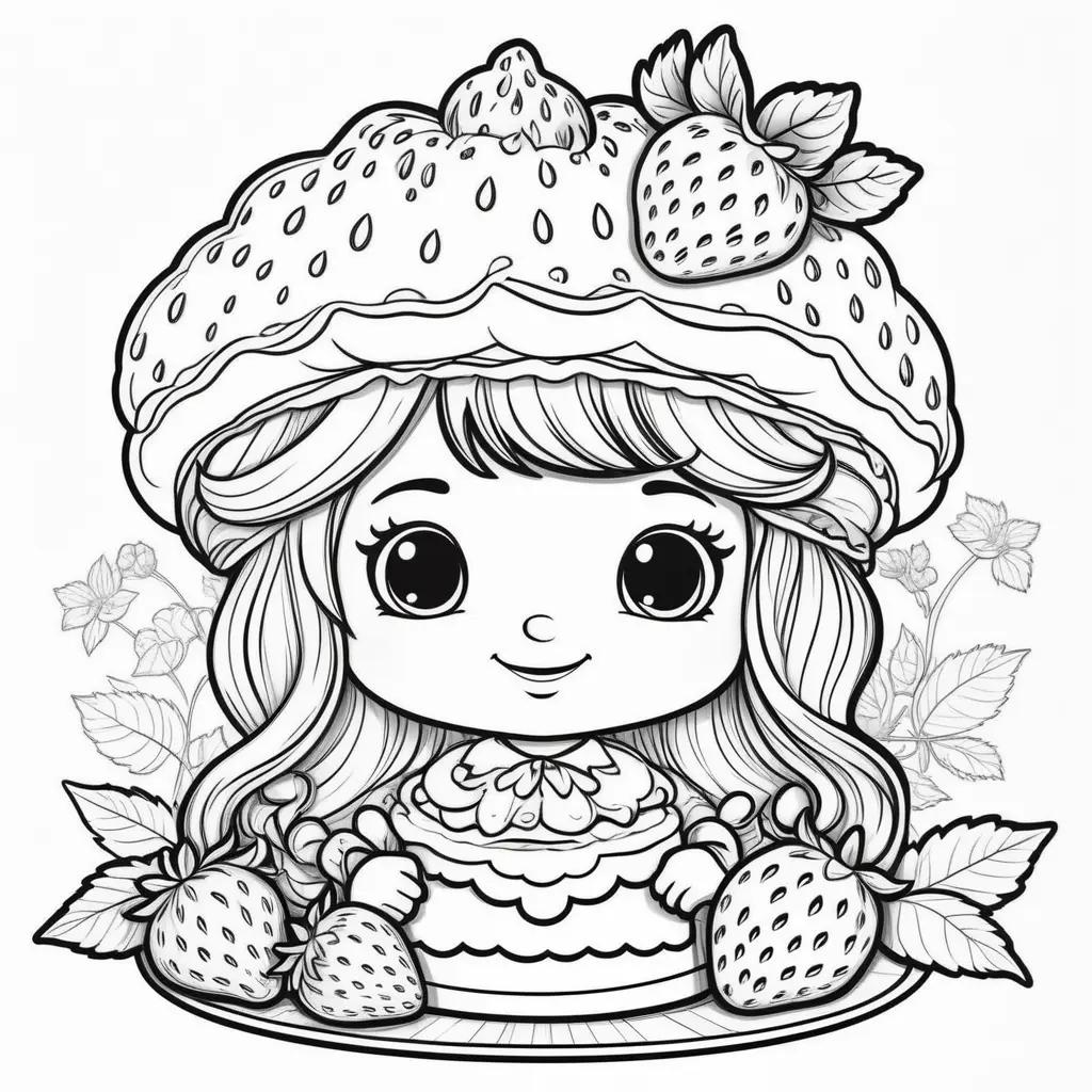 Strawberry shortcake coloring pages with cute girl