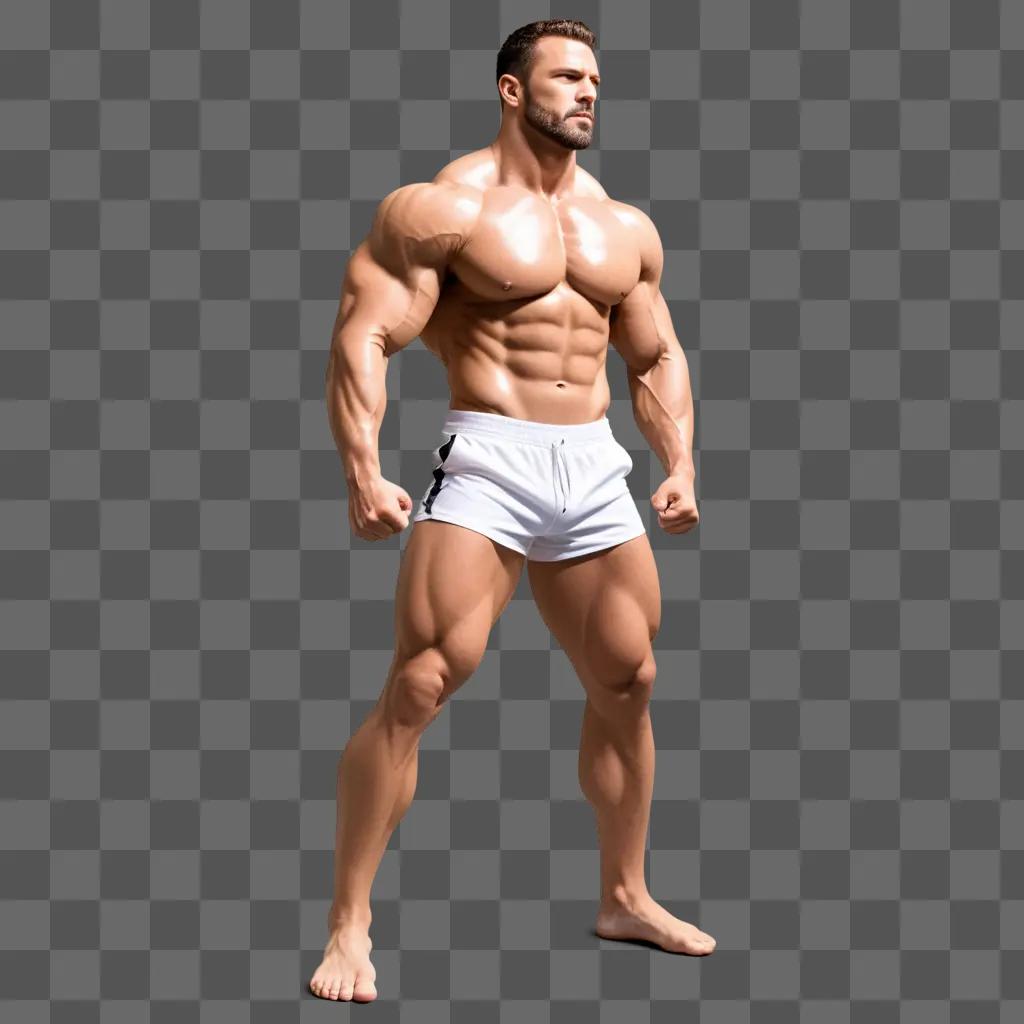 Strong man with muscular physique posing for photo