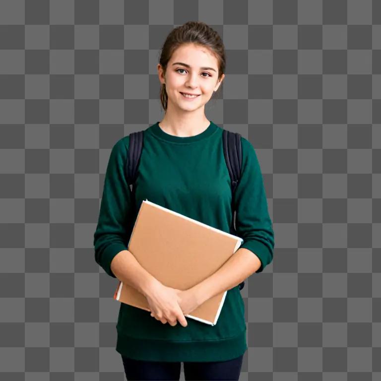 Student with backpack in a classroom