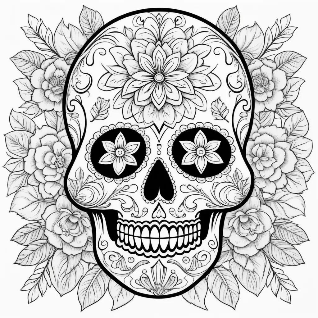 Sugar skull coloring pages with intricate patterns and designs