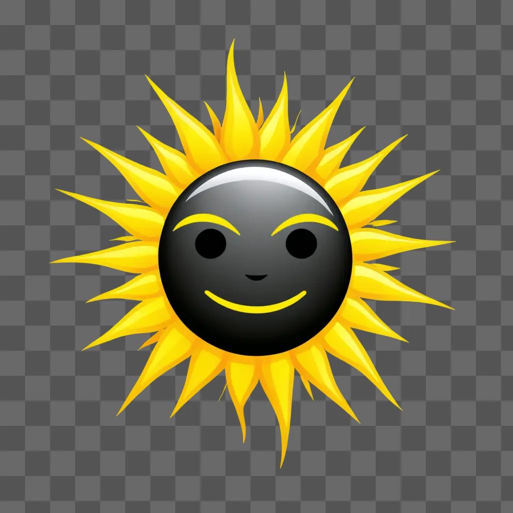 Sun cartoon shows a happy face with yellow eyes and a smile